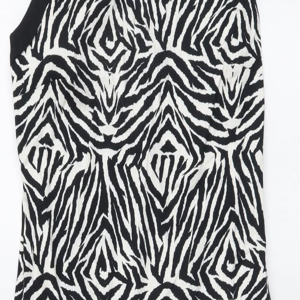 George Womens Multicoloured Animal Print Cotton Shift Size 10 Boat Neck Zip - Zebra pattern
