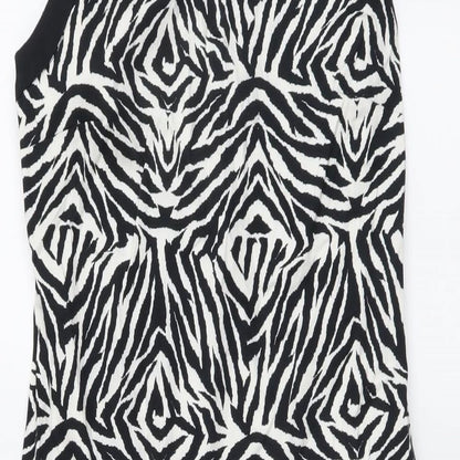 George Womens Multicoloured Animal Print Cotton Shift Size 10 Boat Neck Zip - Zebra pattern