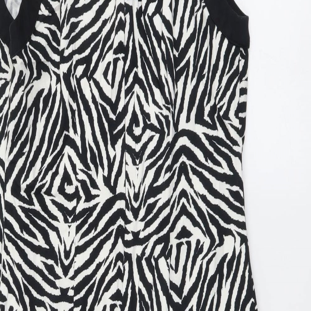 George Womens Multicoloured Animal Print Cotton Shift Size 10 Boat Neck Zip - Zebra pattern