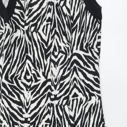 George Womens Multicoloured Animal Print Cotton Shift Size 10 Boat Neck Zip - Zebra pattern