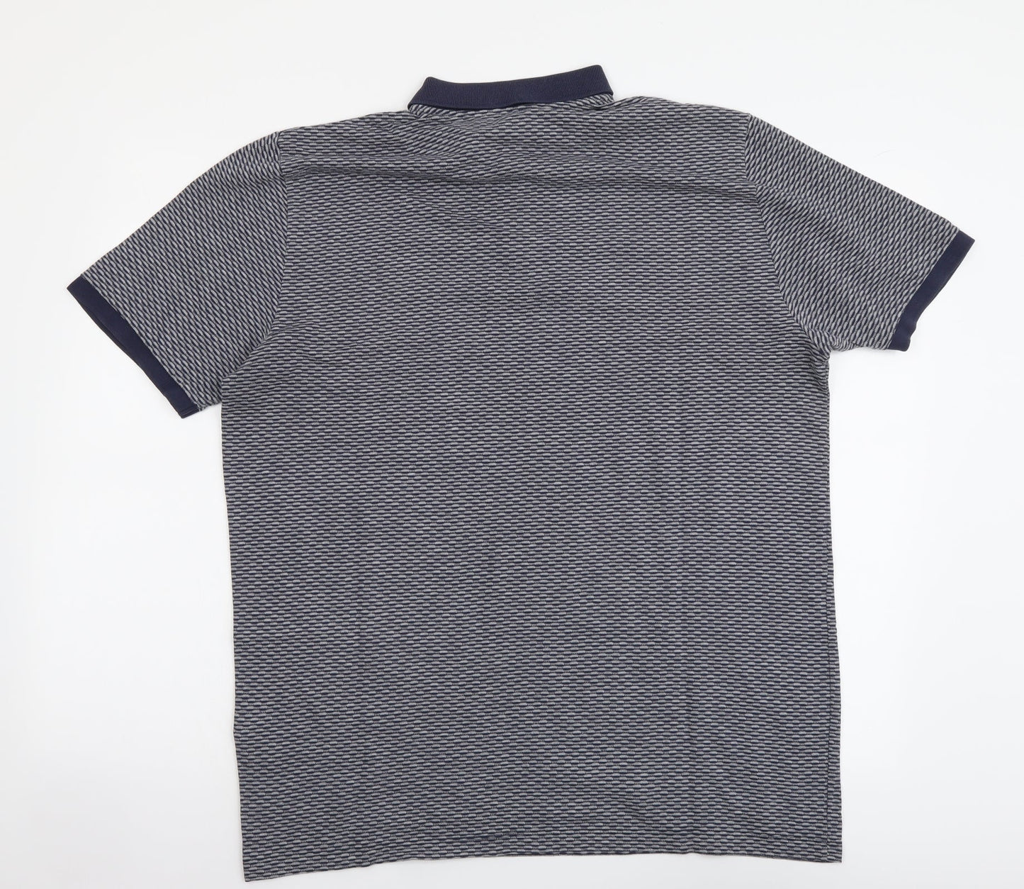 NEXT Mens Blue Geometric Cotton Polo Size XL Collared Pullover