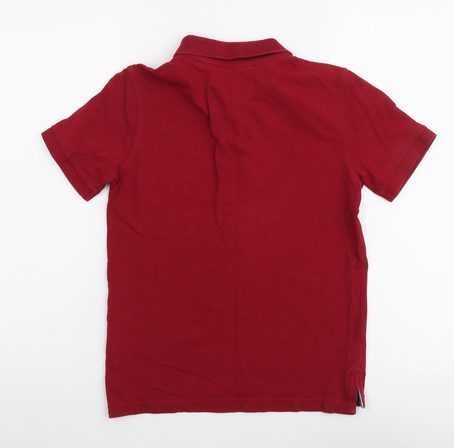 Marks and Spencer Boys Red Cotton Basic Polo Size 9-10 Years Collared Pullover