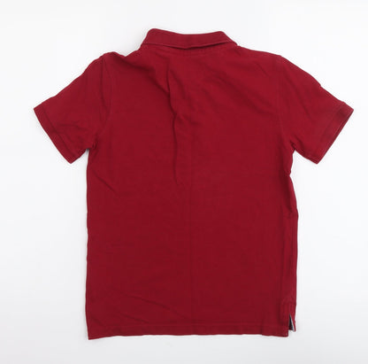 Marks and Spencer Boys Red Cotton Basic Polo Size 9-10 Years Collared Pullover