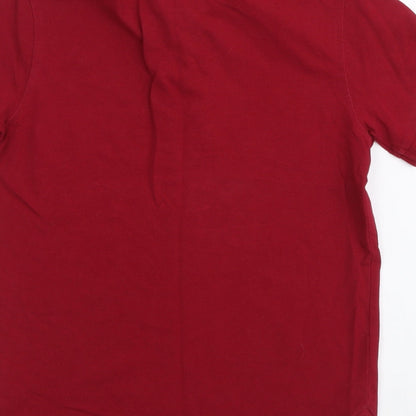 Marks and Spencer Boys Red Cotton Basic Polo Size 9-10 Years Collared Pullover
