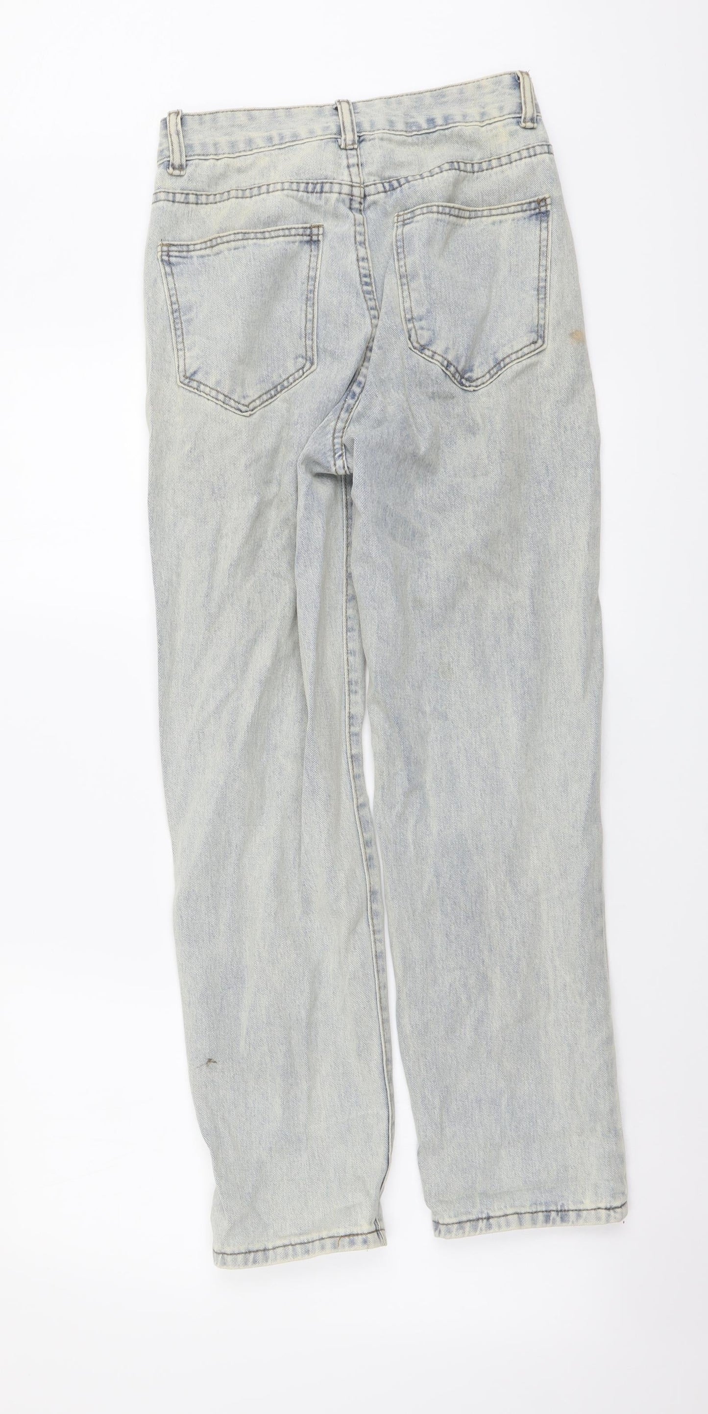 SheIn Womens Blue Cotton Boyfriend Jeans Size XS L27 in Regular Button - Distressed Look