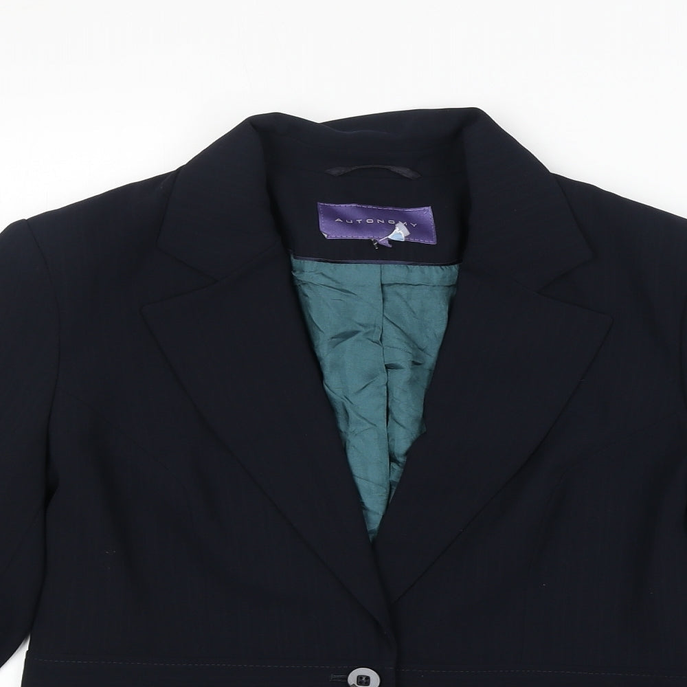 Autonomy Womens Blue Jacket Blazer Size 12 Button