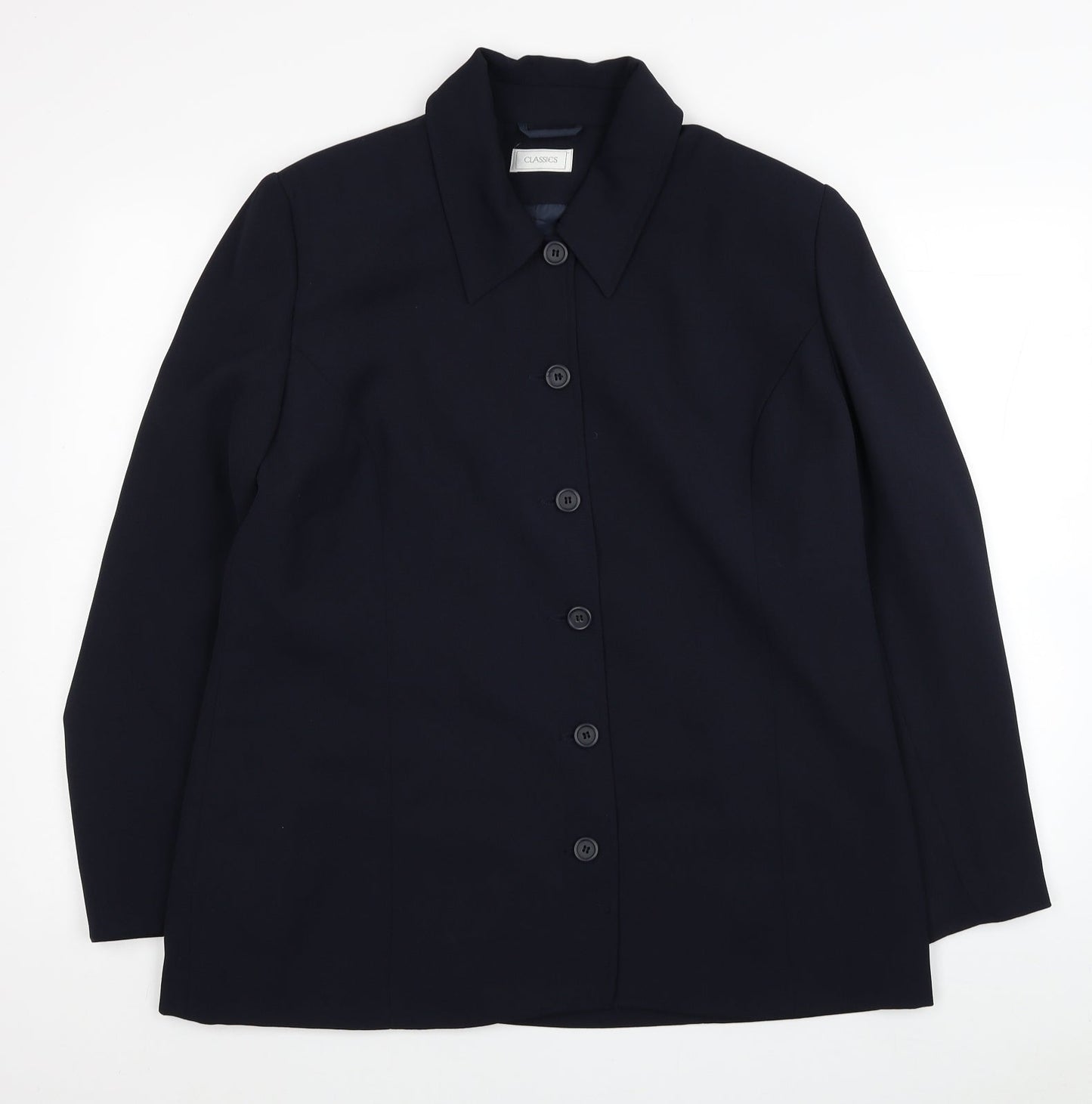 Classics Womens Blue Polyester Jacket Blazer Size 18