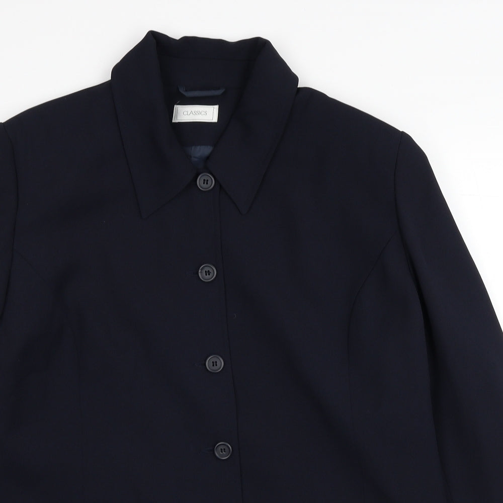 Classics Womens Blue Polyester Jacket Blazer Size 18