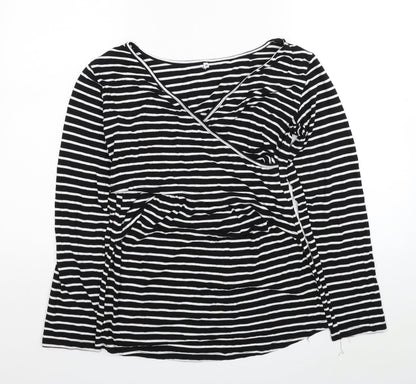 Womens UK Size M Preworn Black Wrap Blouse