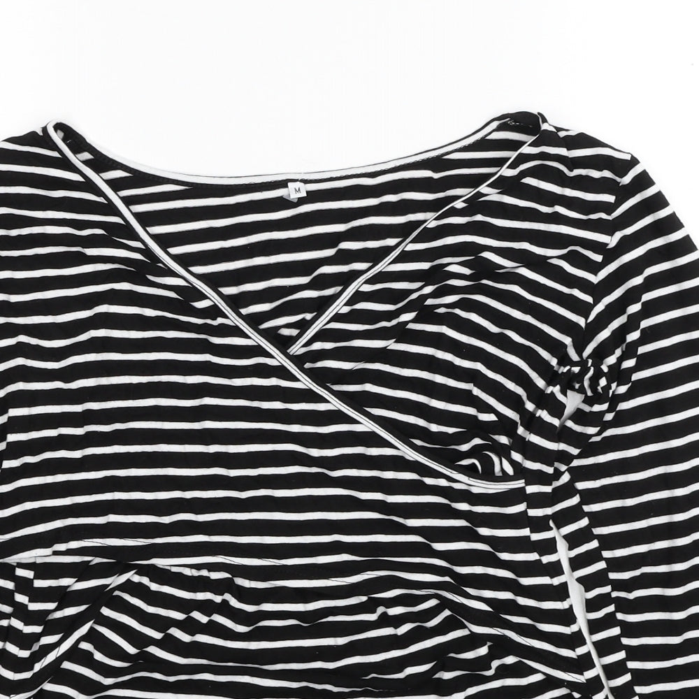 Womens UK Size M Preworn Black Wrap Blouse