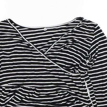 Womens UK Size M Preworn Black Wrap Blouse