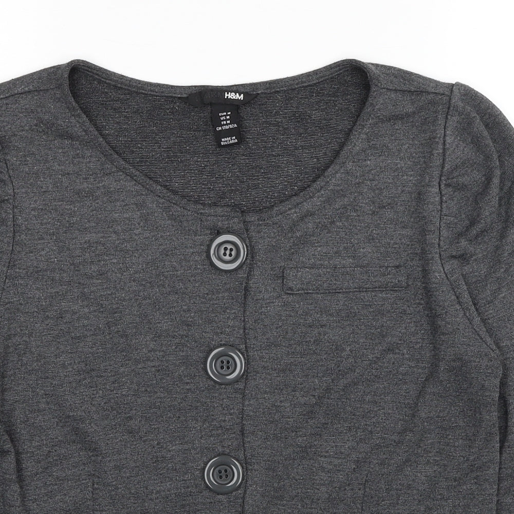 Womens UK Size M H&M Grey Cardigan Jumper