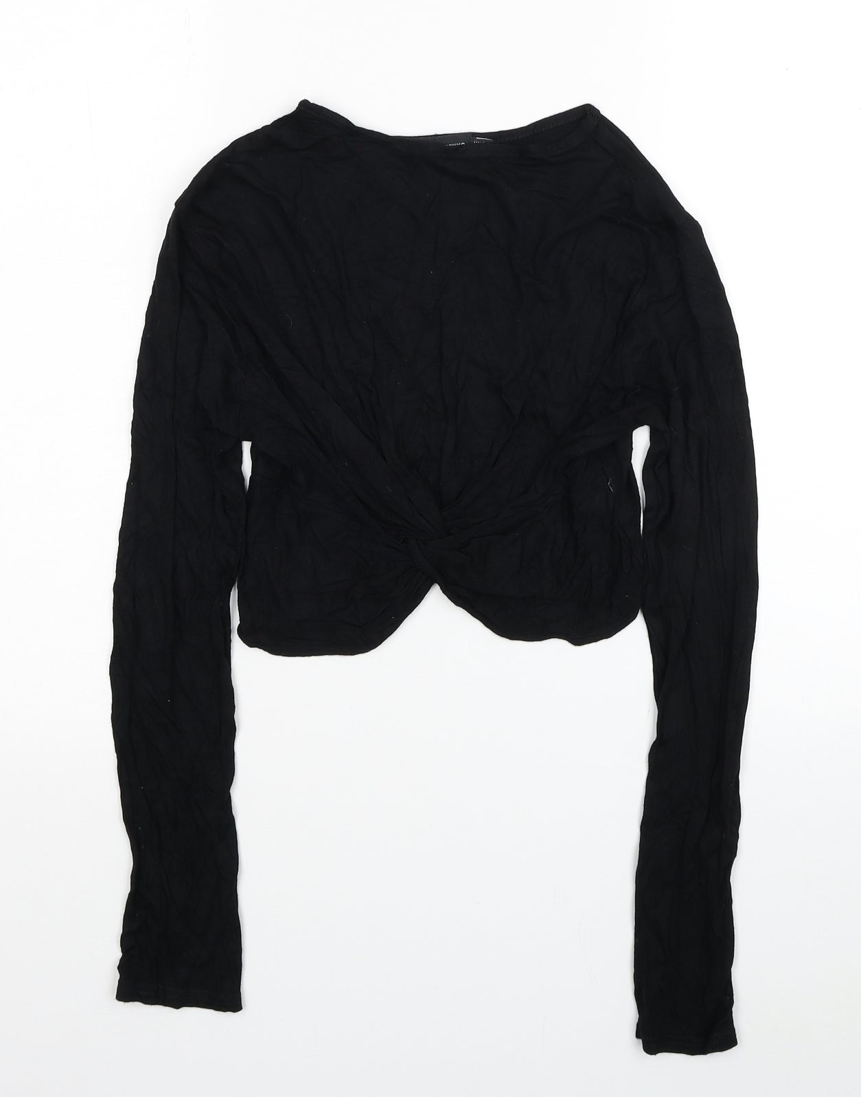 Womens UK Size 8 PRETTYLITTLETHING Black Cropped Blouse