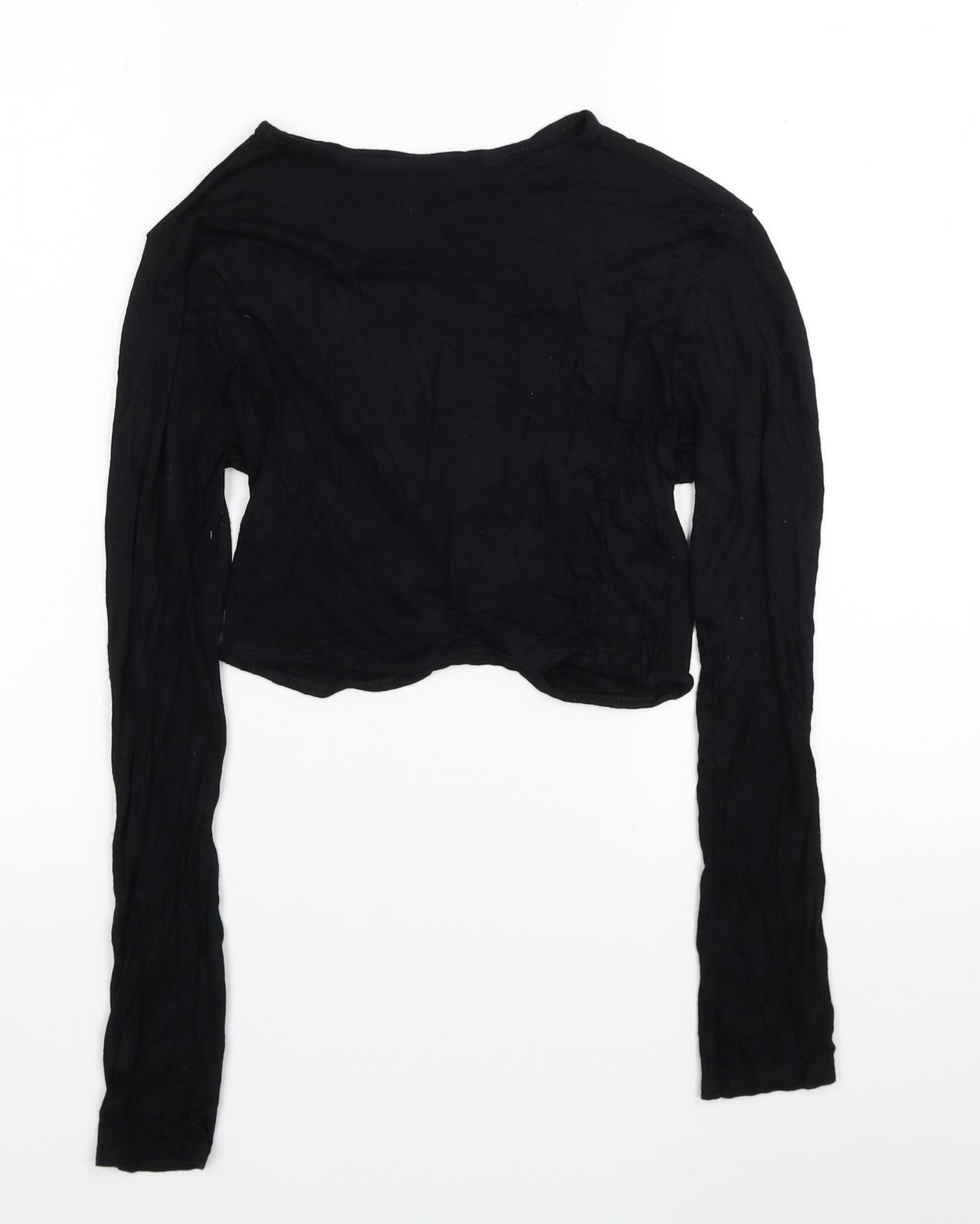 Womens UK Size 8 PRETTYLITTLETHING Black Cropped Blouse
