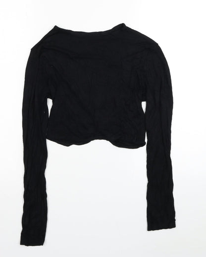 Womens UK Size 8 PRETTYLITTLETHING Black Cropped Blouse
