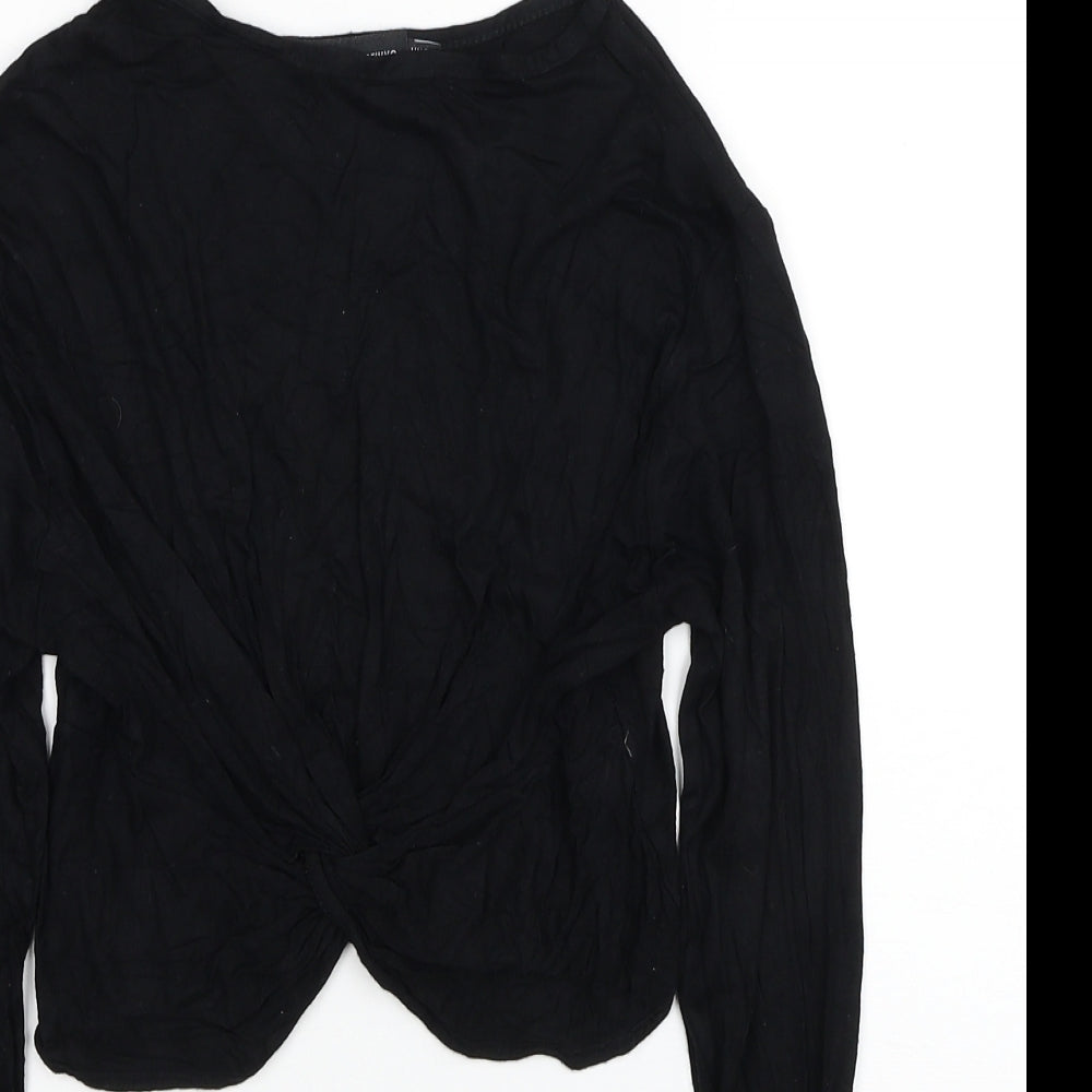Womens UK Size 8 PRETTYLITTLETHING Black Cropped Blouse
