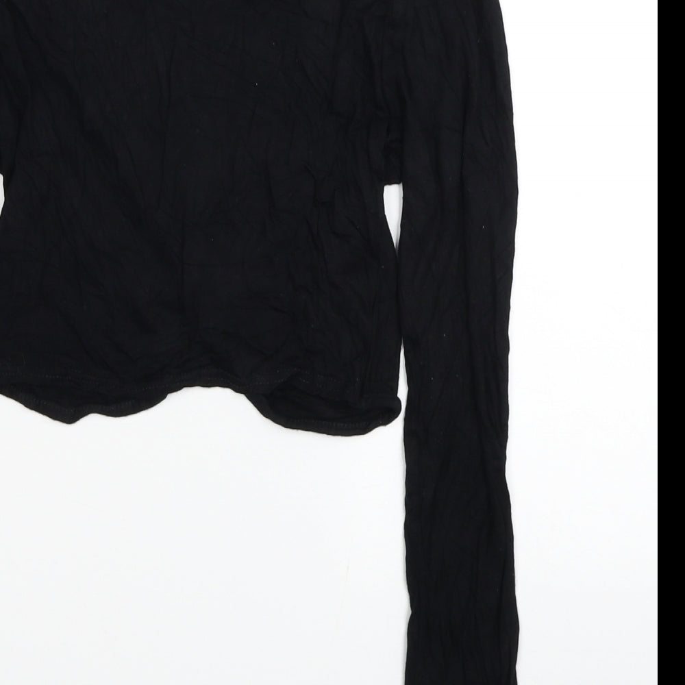 Womens UK Size 8 PRETTYLITTLETHING Black Cropped Blouse
