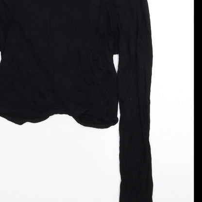 Womens UK Size 8 PRETTYLITTLETHING Black Cropped Blouse