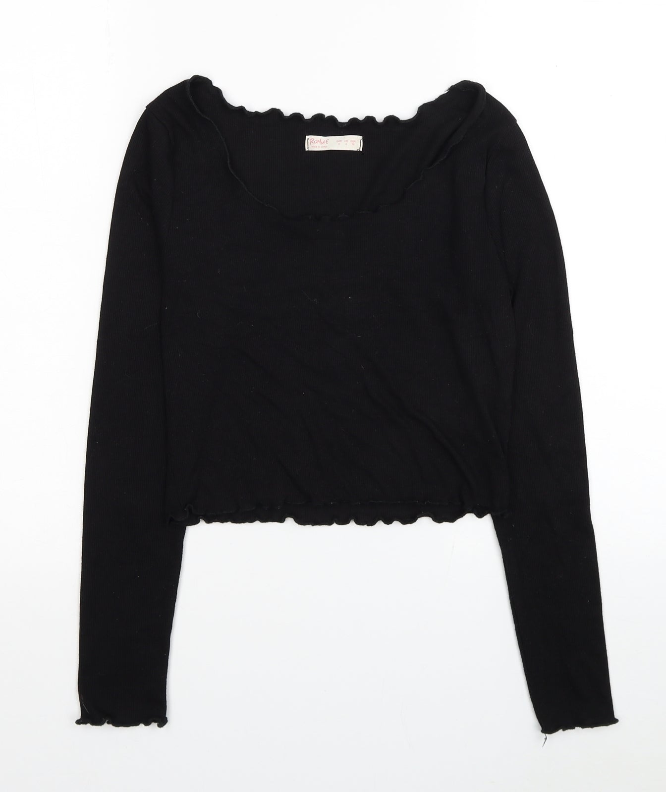 Womens UK Size S ROMWE Black Cropped Blouse