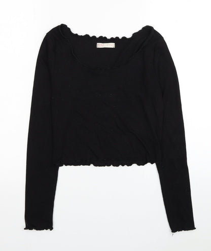 Womens UK Size S ROMWE Black Cropped Blouse
