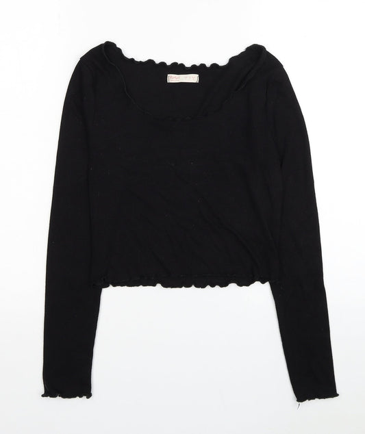 Womens UK Size S ROMWE Black Cropped Blouse