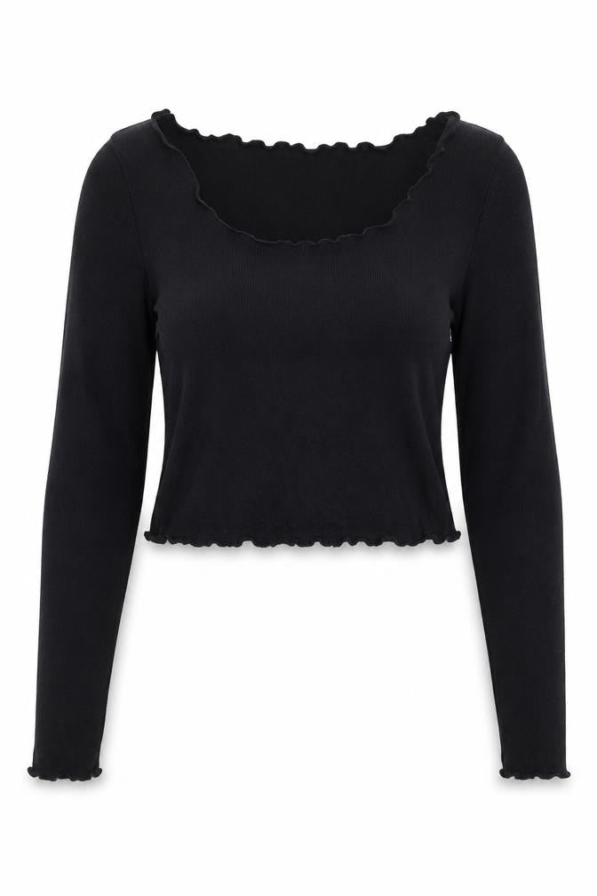 Womens UK Size S ROMWE Black Cropped Blouse