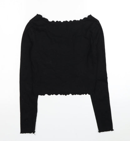Womens UK Size S ROMWE Black Cropped Blouse