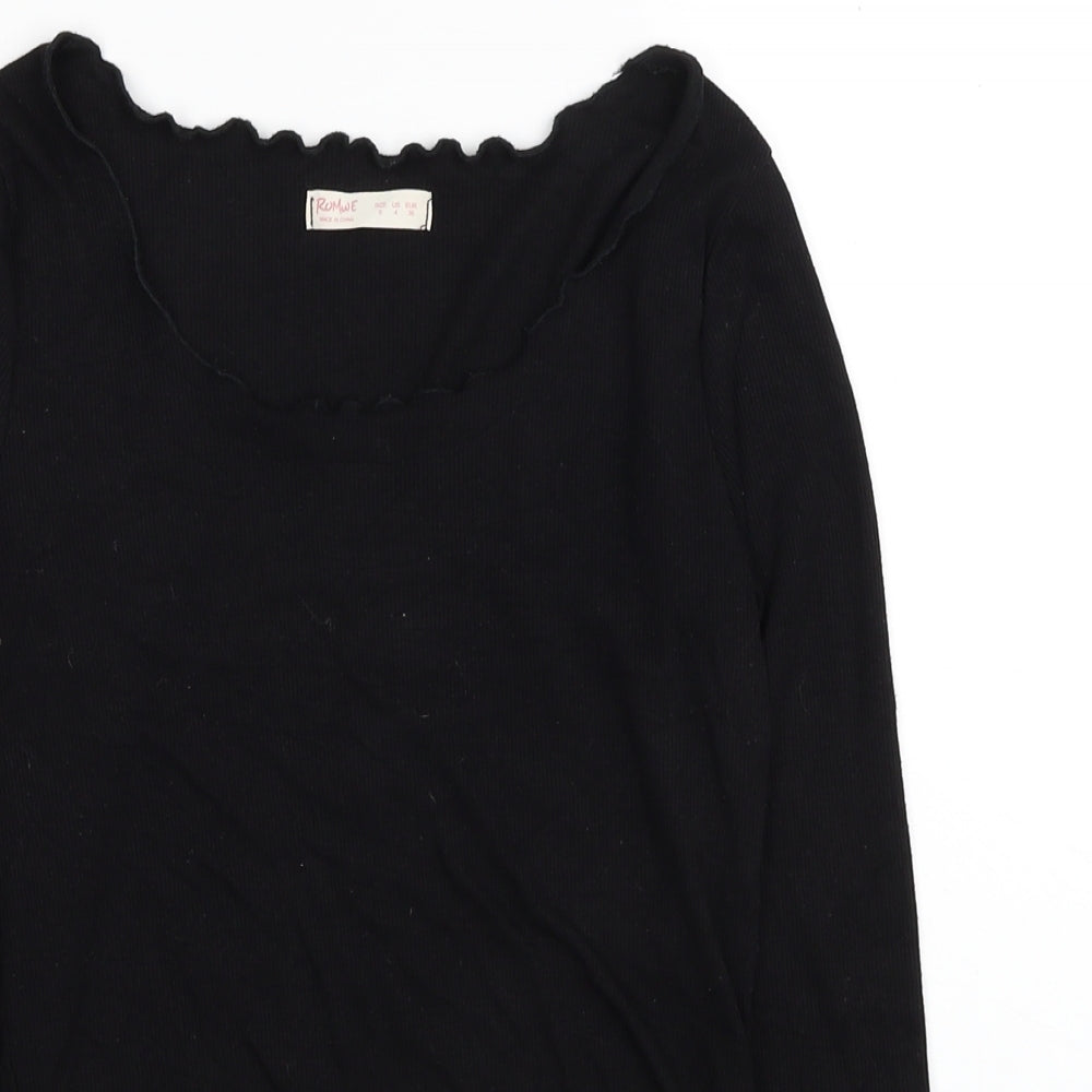 Womens UK Size S ROMWE Black Cropped Blouse