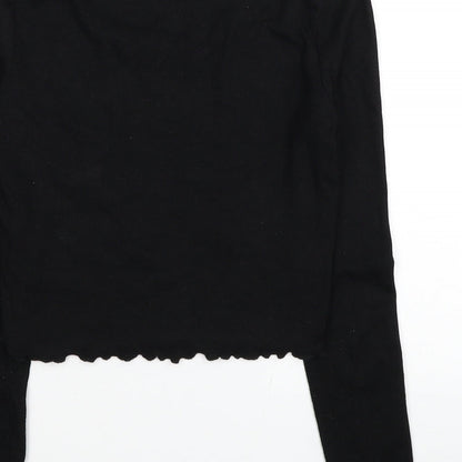 Womens UK Size S ROMWE Black Cropped Blouse