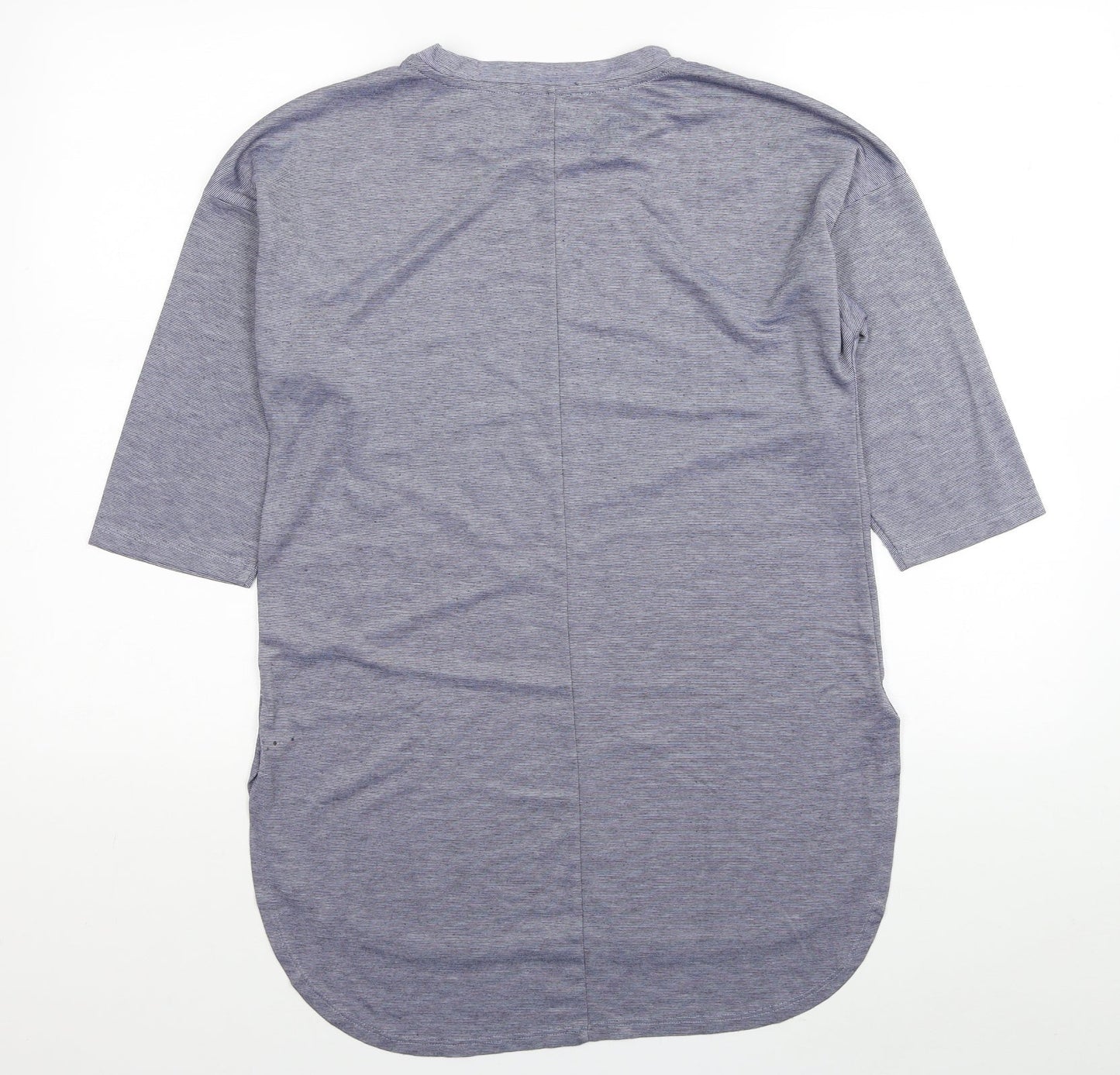 Primark Womens Blue Striped Polyester Tunic T-Shirt Size 6 Round Neck