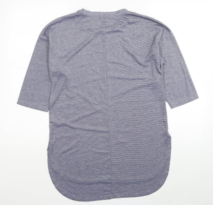 Primark Womens Blue Striped Polyester Tunic T-Shirt Size 6 Round Neck