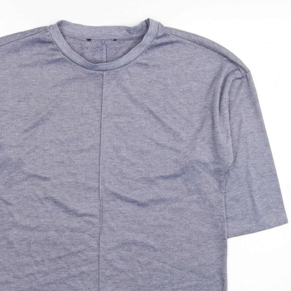 Primark Womens Blue Striped Polyester Tunic T-Shirt Size 6 Round Neck