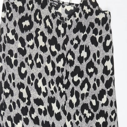 Fashion Union Womens Grey Animal Print Polyester Maxi Size 10 Scoop Neck Button - Leopard Print