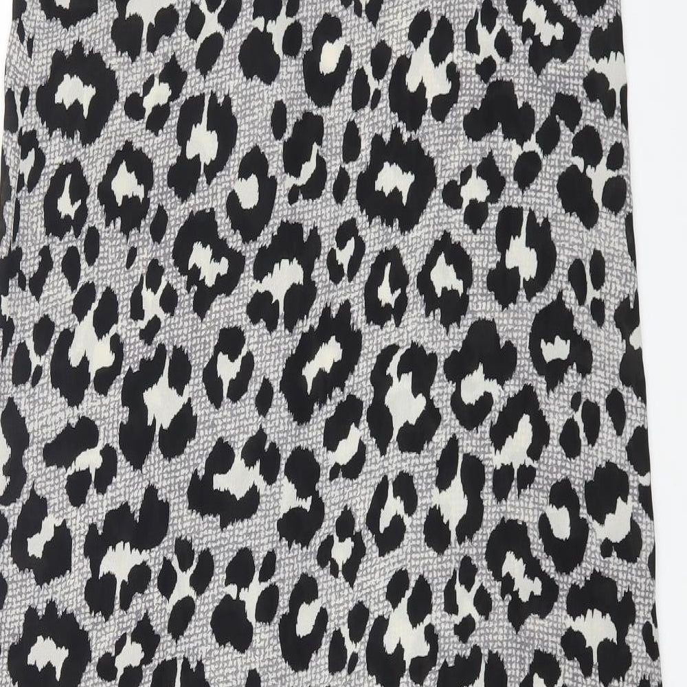 Fashion Union Womens Grey Animal Print Polyester Maxi Size 10 Scoop Neck Button - Leopard Print