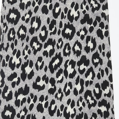 Fashion Union Womens Grey Animal Print Polyester Maxi Size 10 Scoop Neck Button - Leopard Print