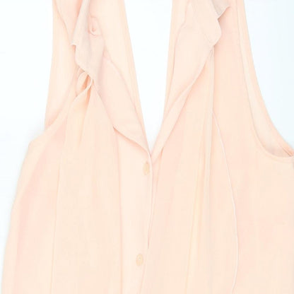 Roman Womens Pink Polyester Basic Blouse Size 10 Collared