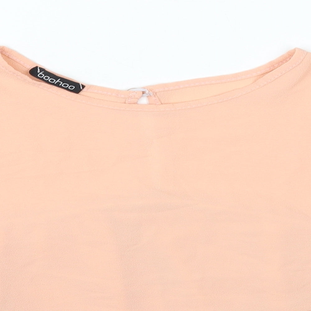 Boohoo Womens Pink Polyester Cropped Tank Size 8 Round Neck