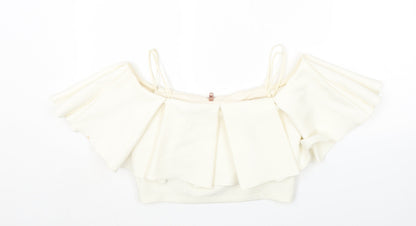 Womens UK Size 10 Topshop Ivory Cropped T-Shirt
