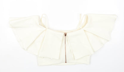 Womens UK Size 10 Topshop Ivory Cropped T-Shirt
