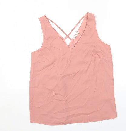 TU Womens Pink Polyester Basic Tank Size 8 V-Neck