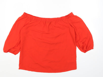 Womens UK Size 10 F&F Red Basic T-Shirt