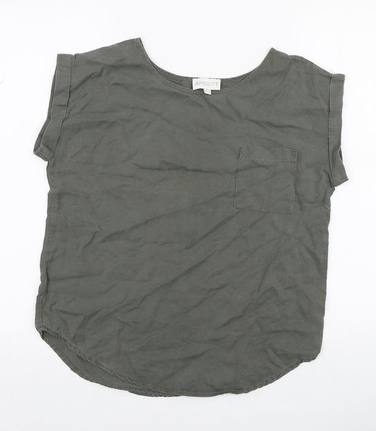 Womens UK Size 8 Apricot Green Basic T-Shirt