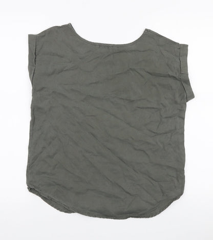 Womens UK Size 8 Apricot Green Basic T-Shirt