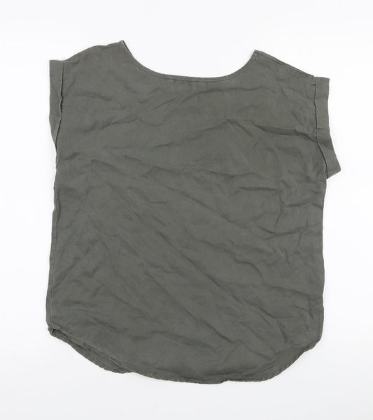 Womens UK Size 8 Apricot Green Basic T-Shirt