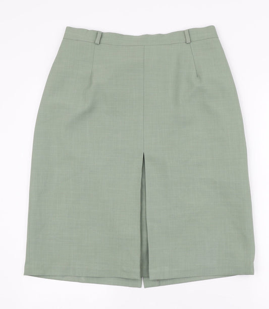 Bonmarché Womens Green Polyester Straight & Pencil Skirt Zip