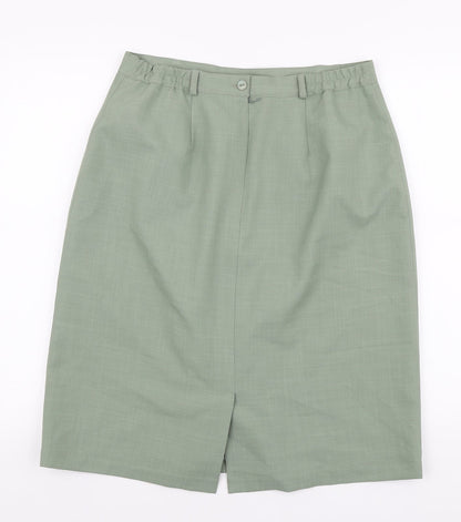 Bonmarché Womens Green Polyester Straight & Pencil Skirt Zip