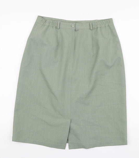 Bonmarché Womens Green Polyester Straight & Pencil Skirt Zip