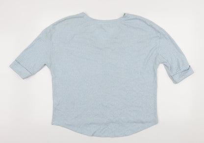 TU Womens Blue Viscose Basic T-Shirt Size 14 V-Neck