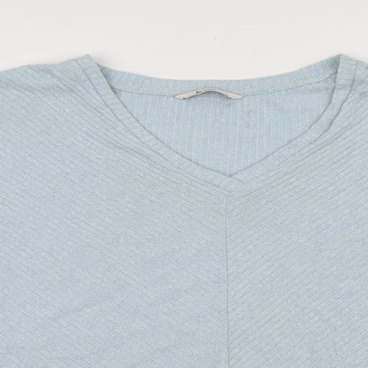 TU Womens Blue Viscose Basic T-Shirt Size 14 V-Neck