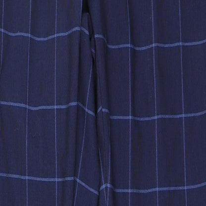 Boohoo Mens Blue Check Polyester Trousers Size 28 in L29 in Slim Zip